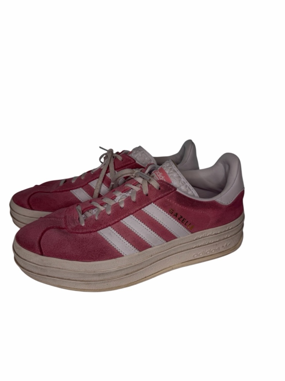 adidas Gazelle Bold Platform Suede Sneakers in Rose Pink and White